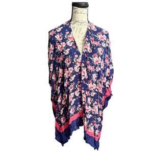 Mario Serrani Italy Floral Pink Blue Fashion Wrap One Size